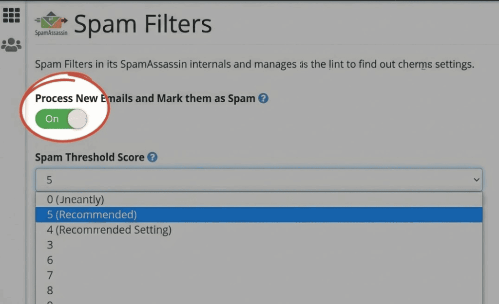 Activacion del filtro y ajuste de puntuacion en cPanel