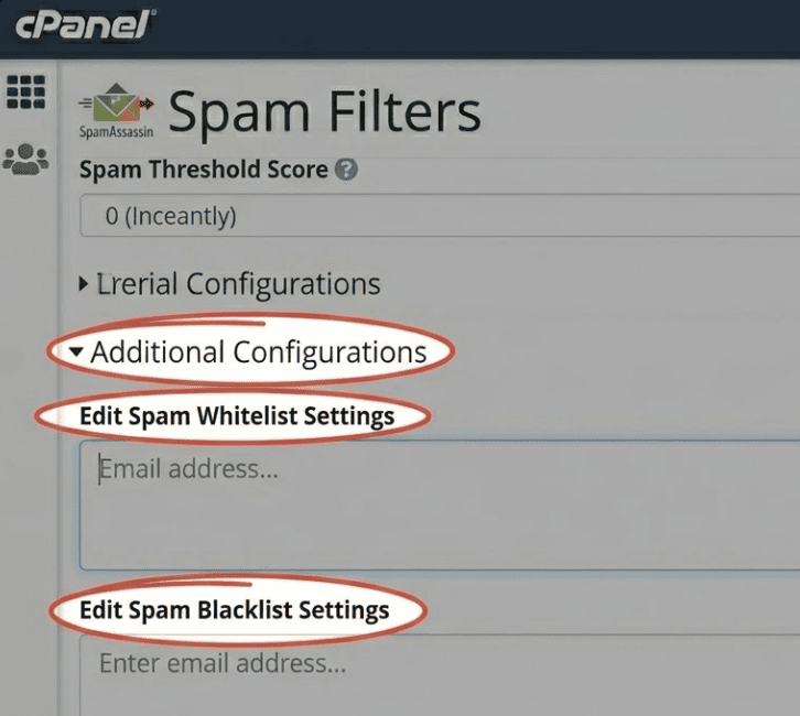 Configuraciones adicionales con whitelist y blacklist en cPanel