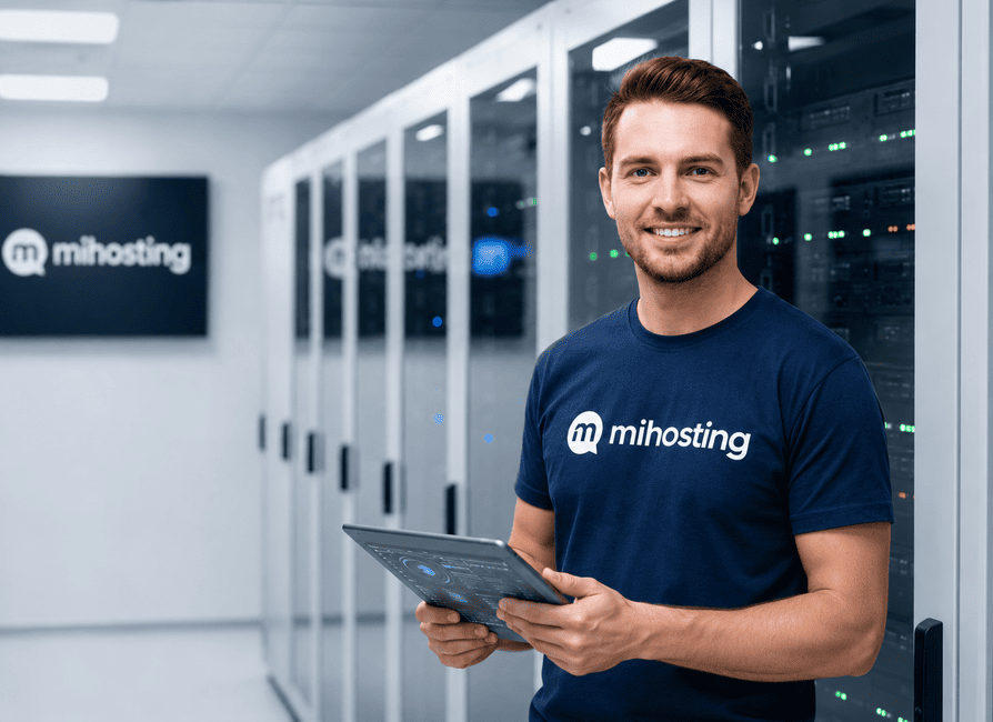 Hosting profesional miHosting — sala de servidores de alta disponibilidad