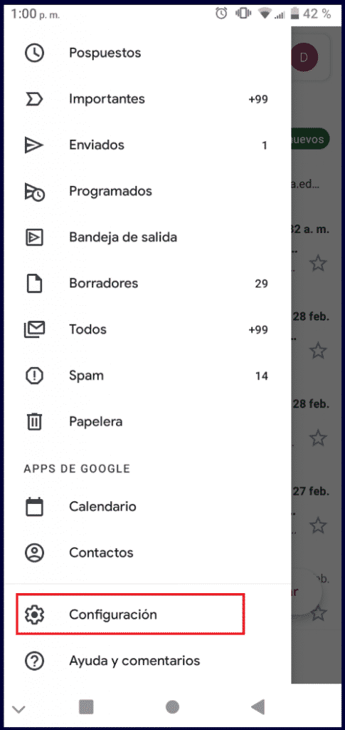 Despliega el menu, y selecciona ajustes