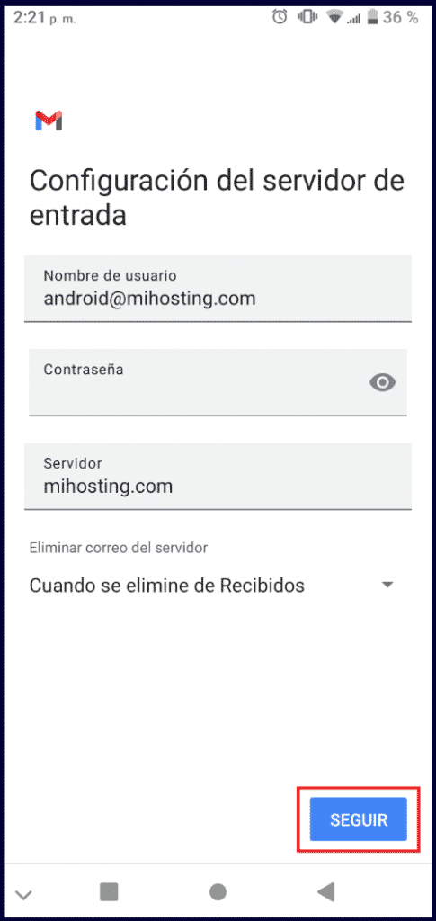 servidor entrante