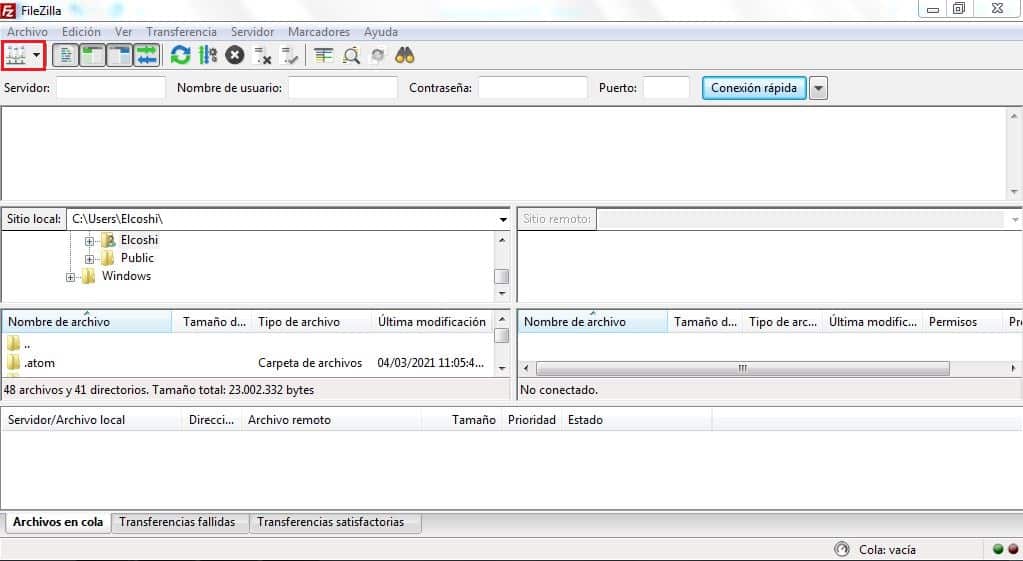configuracion filezilla