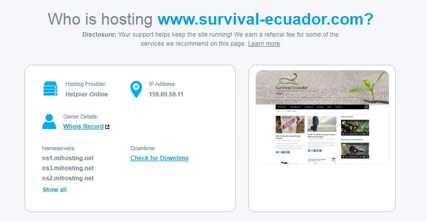 resultado de la busqueda del hosting
