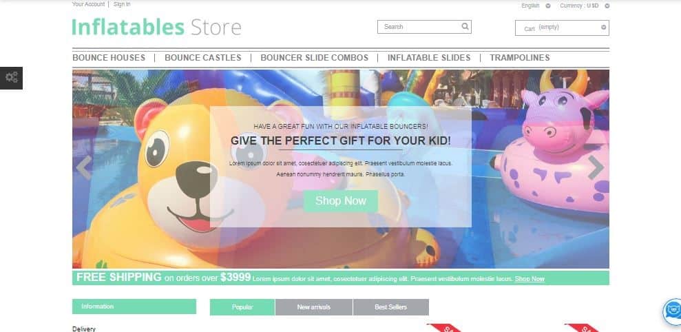 Inflatables Store Template productos infantiles