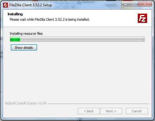 terminando de instalar filezilla