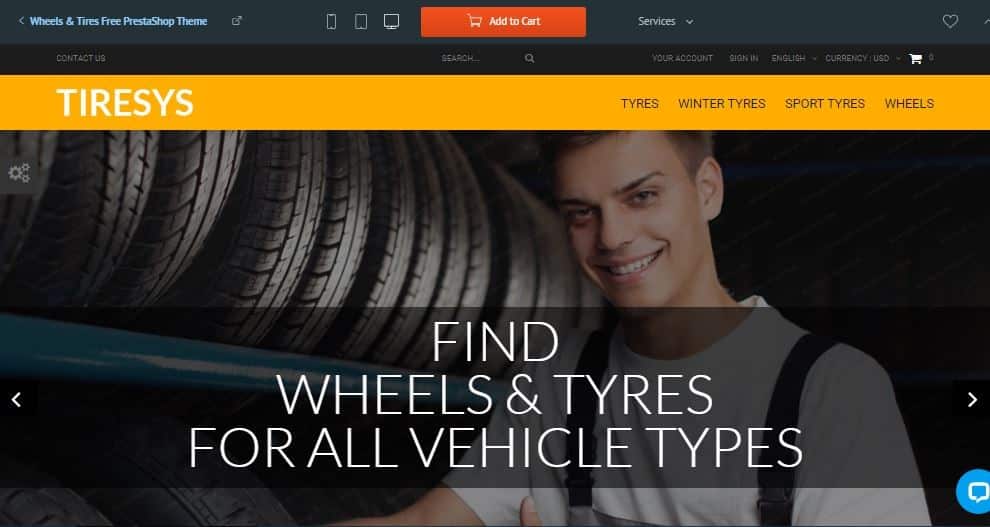 Wheels and Tires, Plantilla prestashop