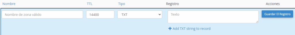 registro txt dns